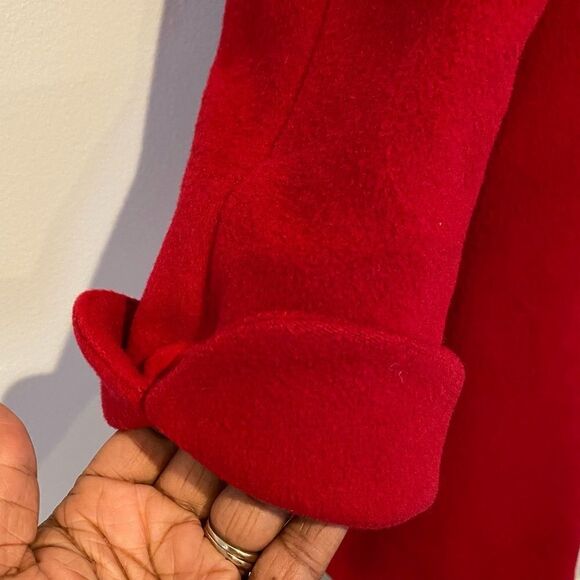 Vintage Neiman Marcus Red Pure Wool Scallop Hem Cape Coat Size 4 - Picture 10 of 12